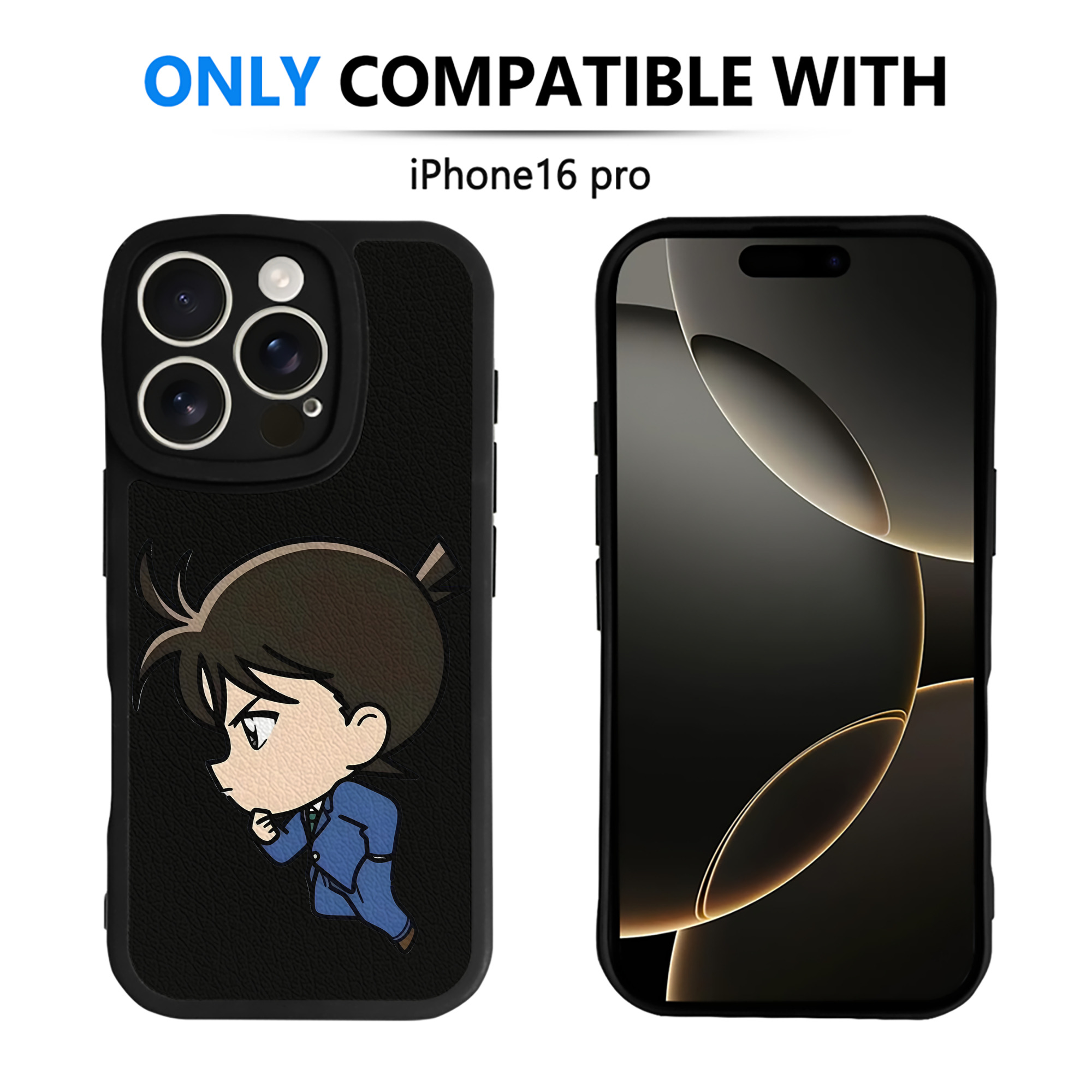 （画像用） 名探偵コナン 江戸川 コナン Detective Conan Conan Edogawa 【iPhone 16シリーズ対応】シリコンスマホケース（レザー調） 材質：シリコン